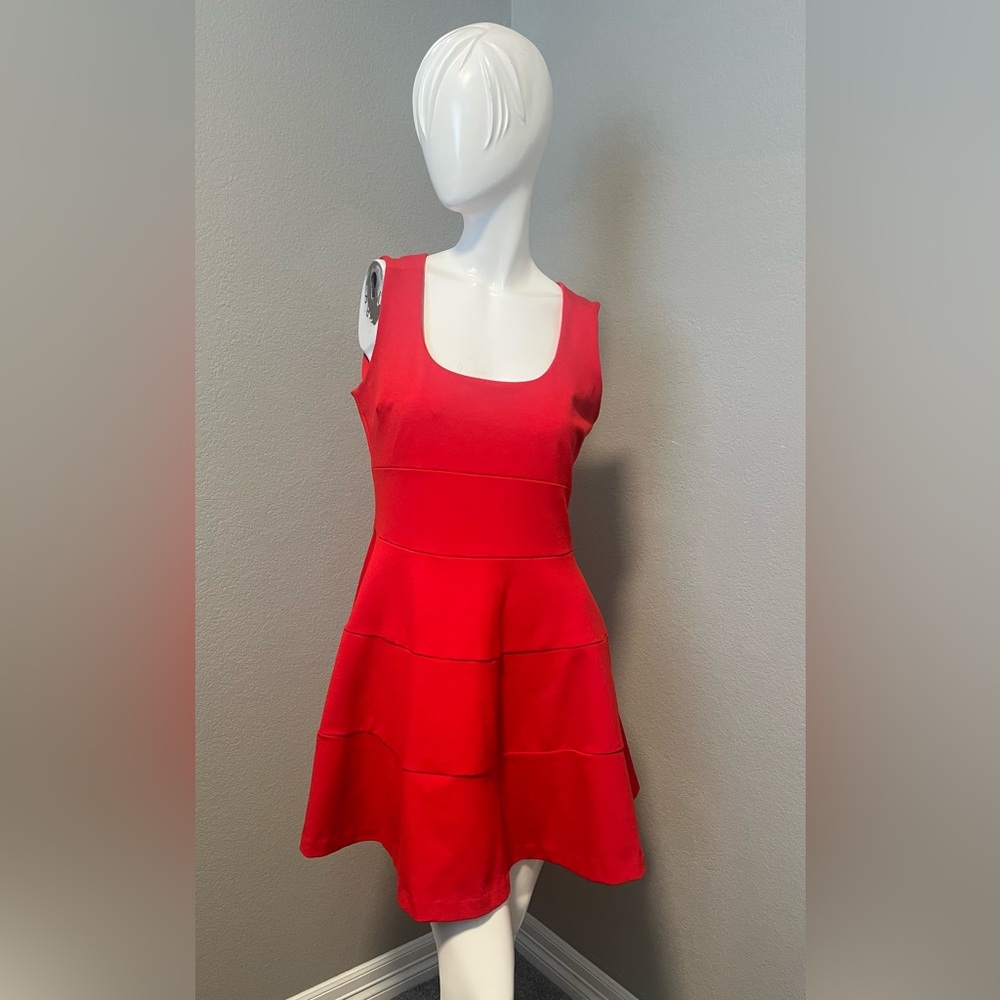 Women’s Petite Banana Republic Red Fit & Flare Ponte Sheath Mini Dress Size 12P